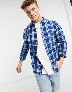 Голубая рубашка в клетку в стиле вестерн Wrangler-Голубой