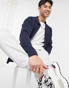 Темно-синяя трикотажная куртка на длинной молнии Selected Homme-Темно-синий