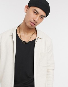 Трикотажная куртка кремового цвета на длинной молнии Selected Homme-Кремовый