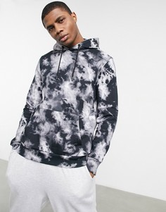 Черно-белый худи с принтом тай-дай Bershka-Черный цвет