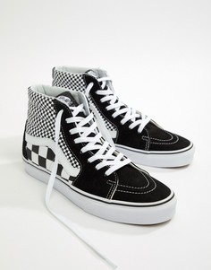 Черные кроссовки с шахматным узором Vans SK8-Hi-Черный
