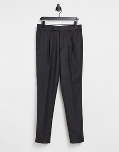 Зауженные строгие брюки бордового цвета в мелкую клетку ASOS DESIGN-Красный