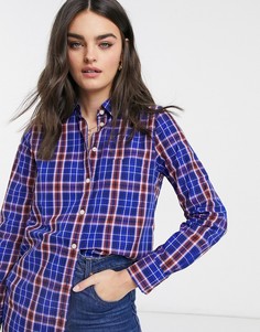 Синяя рубашка из поплина в клетку J Crew-Синий