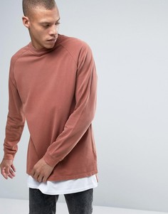 Выбеленный oversize-лонгслив из ткани пике с рукавами реглан ASOS-Коричневый