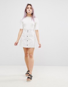 Мини-юбка в полоску Monki-Черный