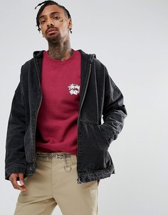 Черная джинсовая куртка с капюшоном ASOS-Черный