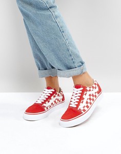 Красные кроссовки в клетку Vans Old Skool-Красный