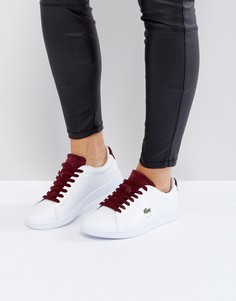 Белые кроссовки с бордовой отделкой Lacoste Carnaby Evo 317 1-Белый