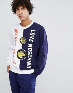 Свитшот с вышитым логотипом Love Moschino-Темно-синий