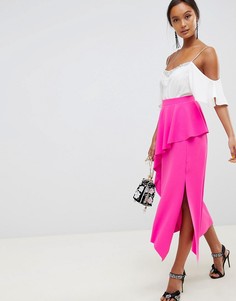 Юбка миди с асимметричным краем ASOS DESIGN-Розовый