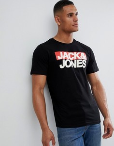 Футболка с принтом Jack and Jones-Черный