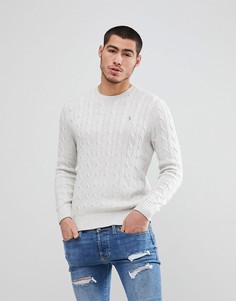 Светло-серый меланжевый хлопковый джемпер Polo Ralph