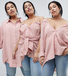 Рубашка в полоску Missguided Plus-Розовый