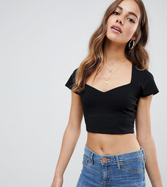 Топ с вырезом сердечком ASOS DESIGN Petite-Черный