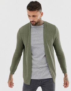 Легкий кардиган цвета хаки с витым узором ASOS DESIGN-Зеленый