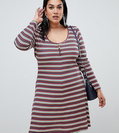 Короткое приталенное платье мини в полоску ASOS DESIGN Curve-Мульти