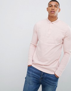 Розовая трикотажная футболка-поло с длинными рукавами ASOS DESIGN-Розовый