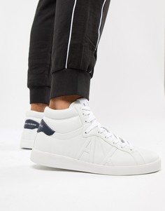 Armani Exchange high top trainers in white-Белый