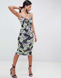 Облегающее платье миди с принтом ASOS DESIGN-Мульти