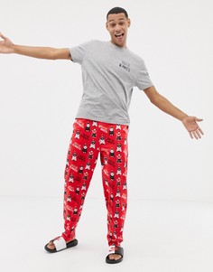 Новогодняя пижама с принтом ASOS DESIGN-Красный