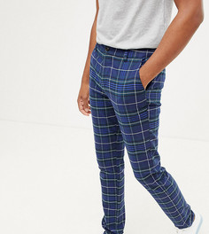 Темно-синие брюки слим в клетку ASOS DESIGN Tall-Темно-синий