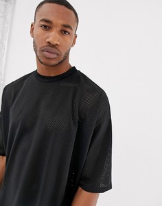 Черная сетчатая oversize-футболка ASOS DESIGN-Черный