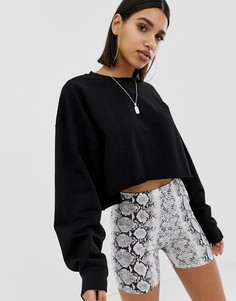 Черный укороченный oversize-свитшот ASOS DESIGN
