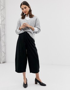 Повседневные брюки с широкими штанинами ASOS DESIGN-Черный