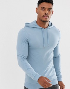 Синее обтягивающее худи ASOS DESIGN-Синий