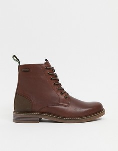 Коричневые кожаные ботинки дерби с молнией сбоку Barbour Seaham-Коричневый цвет
