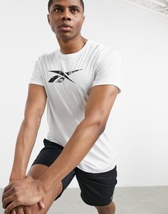 Белая футболка из технологичной ткани с логотипом на груди Reebok Training-Белый