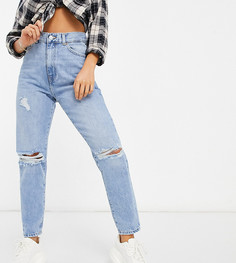 Синие рваные джинсы прямого кроя Dr Denim Petite Nora-Голубой