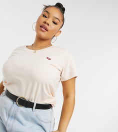 Футболка кремового цвета с красным логотипом Levis Plus-Белый