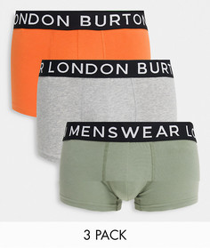 Набор из 3 трусов-хипстеров оранжевого цвета с логотипом Burton Menswear-Оранжевый цвет