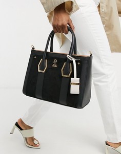 Черная однотонная сумка-тоут среднего размера River Island-Черный цвет