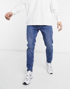 Темно-синие джинсы суперскинни Bershka-Голубой