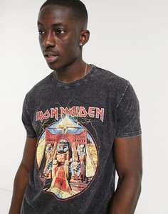 Серая футболка с принтом "Iron Maiden" Bershka-Серый