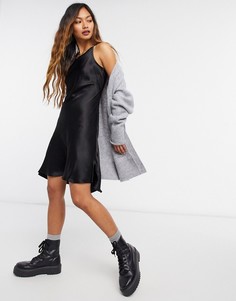 Черное атласное платье мини Weekday Noella-Бежевый