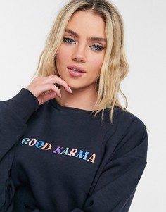 Темно-синий свитшот с надписью "Good Karma" Chelsea Peers