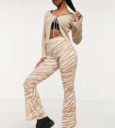 Светло-коричневые брюки клеш с зебровым принтом Reclaimed Vintage Inspired-Коричневый цвет