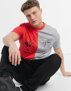 Oversized-футболка с принтом Микки Мауса и Гуфи красного и серого цвета ASOS DESIGN DISNEY-Серый