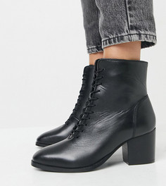 Черные кожаные ботинки на шнуровке Yours-Черный цвет