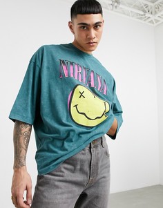 Зеленая oversized-футболка с принтом "Nirvana" ASOS DESIGN-Зеленый цвет