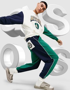 Свободные меланжевые джоггеры со вставками в стиле колор-блок ASOS Actual (от комплекта)-Серый
