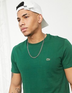 Темно-зеленая футболка из хлопка пима с логотипом Lacoste-Зеленый цвет