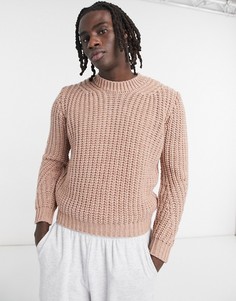 Светло-розовый джемпер крупной вязки прямого кроя ASOS DESIGN-Розовый цвет