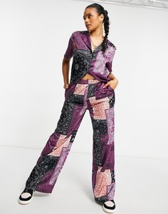 Атласные брюки в стиле пэчворк с принтом в виде бандан от комплекта CD Femme-Многоцветный