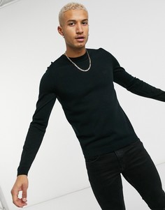 Черный джемпер с круглым вырезом BOSS Athleisure Raio