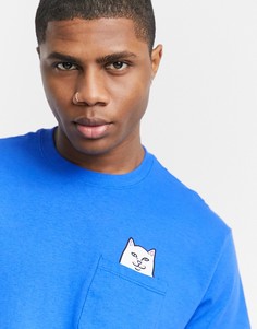 Голубая футболка с карманом и принтом «кот Нермал» RIPNDIP-Голубой