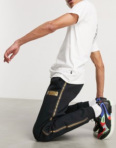 Джоггеры черного цвета с золотистой тесьмой PUMA-Черный цвет